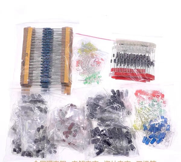1500 Electronic Kits, Resistor, led , Diodes, Electrolytic Capacitor, Ceramic, Set Transistor, (No Box)