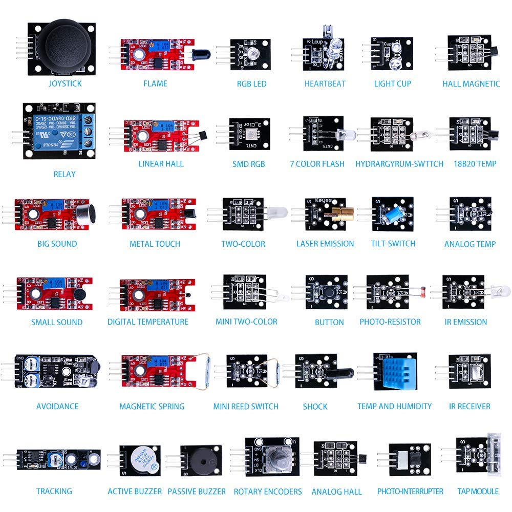 37-in-1 Sensor Module Kit For Arduino With Box